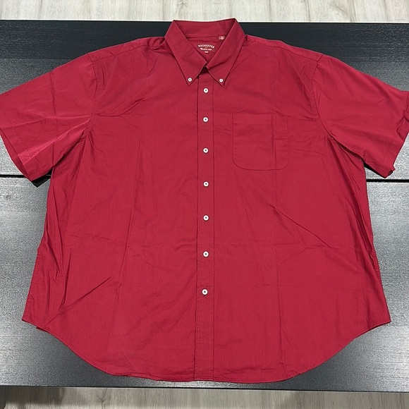 Rochester Mens Cotton Short Sleeve Red Button Up Collared Shirt - 3XB - Picture 1 of 7